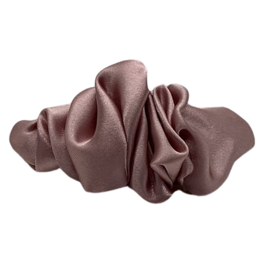 DUSTY ROSE SATIN RUFFLE CLIP