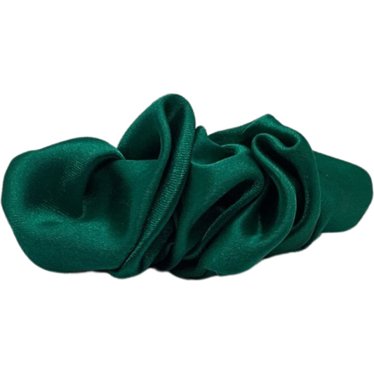 EMERALD SATIN RUFFLE CLIP