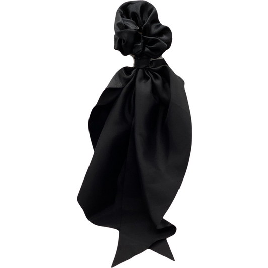 BLACK SATIN SCARF SCRUNCHIE