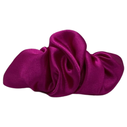 MAGENTA SATIN RUFFLE CLIP