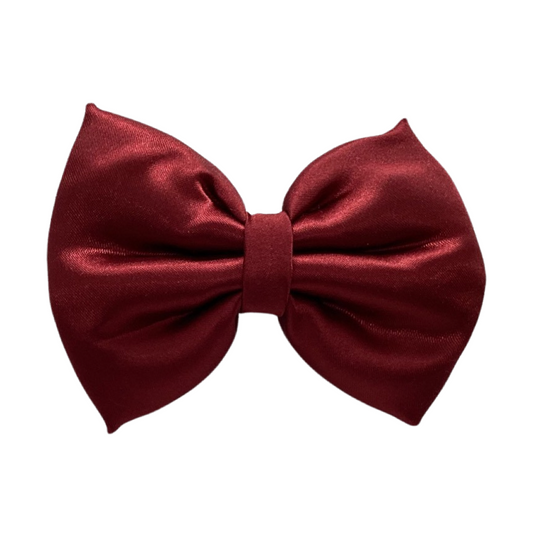 MAROON SATIN TUXEDO BOW