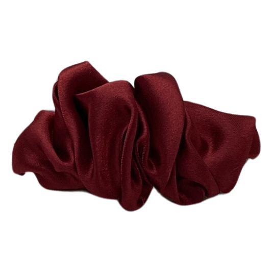 MAROON SATIN RUFFLE CLIP