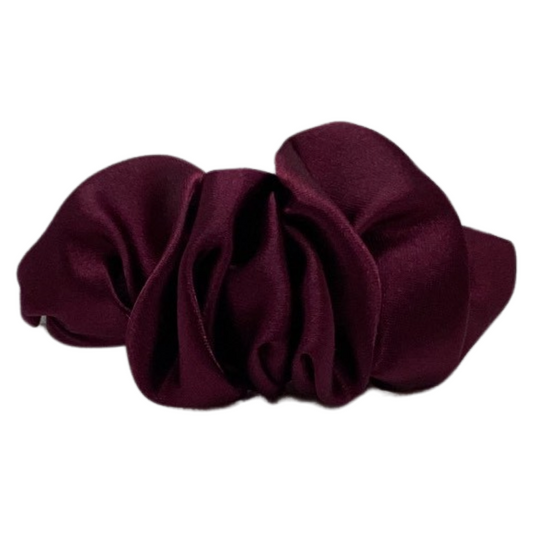 BURGUNDY SATIN RUFFLE CLIP