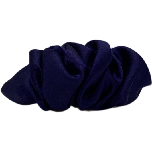 NAVY SATIN RUFFLE CLIP