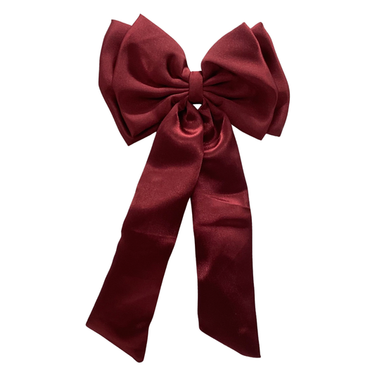 MAROON SATIN DOUBLE LAYER BOW