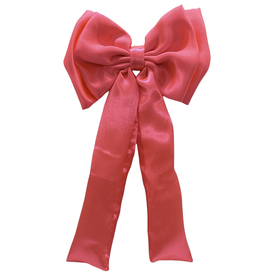 HOT PINK SATIN DOUBLE LAYER BOW