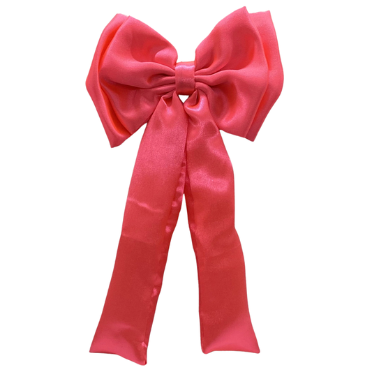 HOT PINK SATIN DOUBLE LAYER BOW