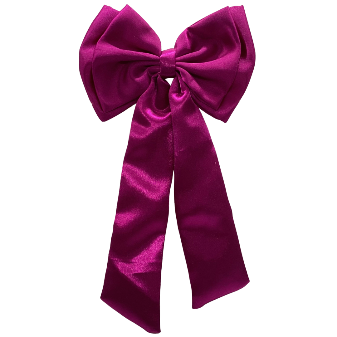 MAGENTA SATIN DOUBLE LAYER BOW