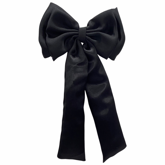 BLACK SATIN DOUBLE LAYER BOW