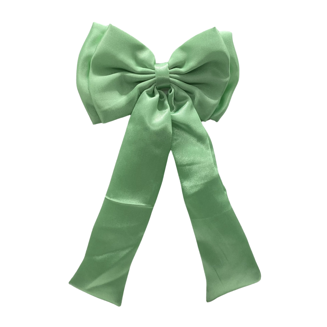 PISTACHIO SATIN DOUBLE LAYER BOW