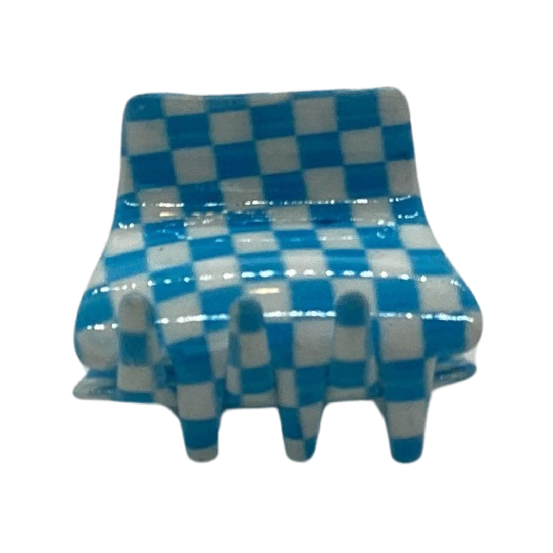 BLUE CHECKER BOARD HAIR CLAW